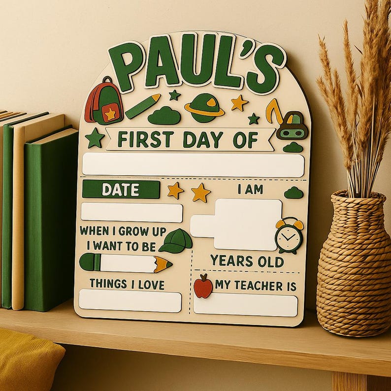 Personalized Wooden First Day of School Sign Customized Back to School Board Ideal Gift for Kids Milestone Photo Prop Teacher Preschool