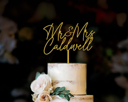 Personalized Wedding Cake Topper, Custom Mr Mrs Cake Topper, Minimalist Script Wedding Cake Topper, Anniversary Cake Topper il_794xN.6966897533_ayrq.jpg