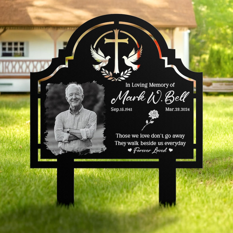 Custom Photo Grave Marker, Temporary Grave Marker With Photo, Outdoor Memorial Plaque, Sympathy Plaque, Remembrance Plaque, Memorial Stake