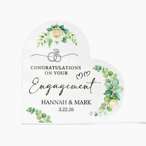 Personalized Engagement Gift, Heart Acrylic Plaque, Engagement Gift for Couple, Engagement Keepsake Gift, Engaged Gift for Couple