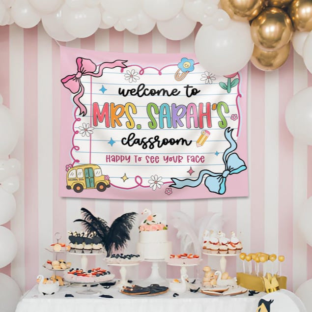 Custom Teacher Classroom Tapestry, Teacher Gift, Classroom Decor, Custom Teacher Name Tapestry, Welcome to Class Decor Sign, Custom Tapestry