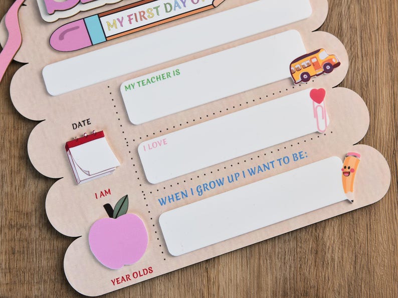 Custom First Day At School Sign, First&Last Day of School Interchangeable Sign,Personalized Wooden Board Gift,Kindergarten 1st Day of School