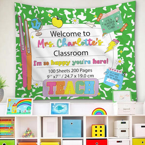 Personalized Teacher Tapestry for Back to School, Custom Welcome Classroom Banner, Classroom Tapestry Decoration, Teacher Name Sign