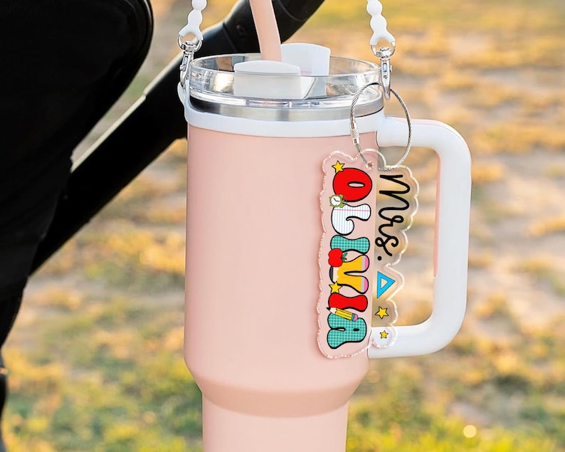 Custom Teacher Name Tag, Teacher Name Keychain, Back to School Teacher Gifts, Custom School Accessories Gift for Teachers, Teacher Bag Charm