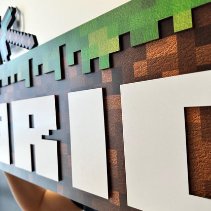 Mining Door Name Sign, Game Room Door Sign, Kids Room Sign, Mine Sign, Gamer Gift, Gamer Door Sign, Kids Room Wall Decor, 3D