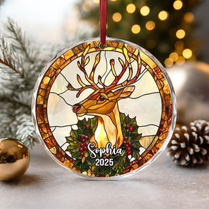 Personalized Stained Glass Christmas Ornament 2025 Custom Name Holiday Tree Decoration Santa, Snowman, Christmas Tree Decoration Gift