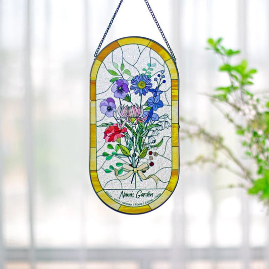 Family Birth Flower Bouquet Birth Month Flowers Personalized Acrylic Window Hangings Personalized Birth Flower Gift Mothers Day Gift