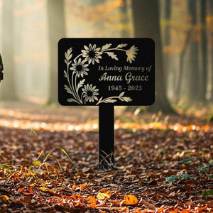 Custom Memorial Yard Sign, Flower Grave Marker, In Loving Memory Sign, Floral Memorial Garden Sign, Metal Tribute Stake for Cemetery, Garden