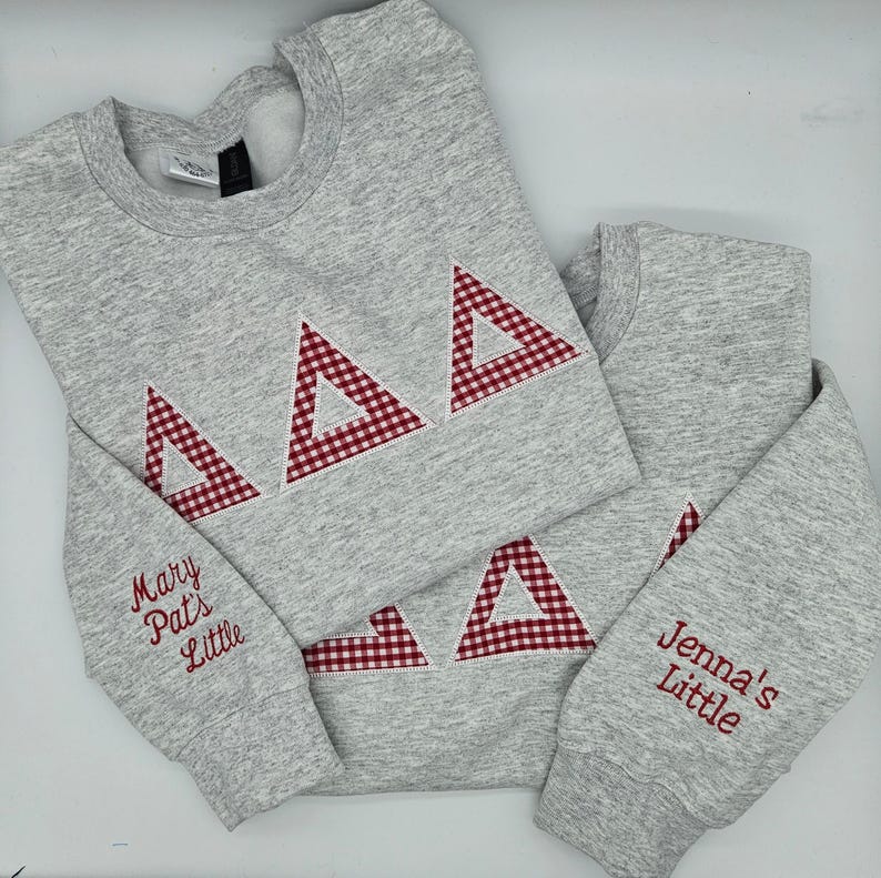 Gingham Sorority Letters Embroidered sweatshirt, t-shirt, hoodie. Delta Delta Delta, Chapter sweatshirt. Big Little shirts. Delta Gamma. il_794xN.6970334131_o11f.jpg