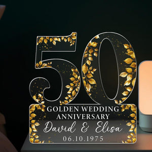 50th Golden Wedding Anniversary Acrylic Plaque Gift for Husband, Personalized Couple's Name and Date Golden Anniversary Gift,Gift for Couple