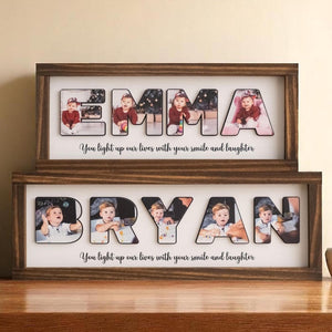 Wooden Name Picture Frame Personalized Baby Room Sign Custom Photo Frame