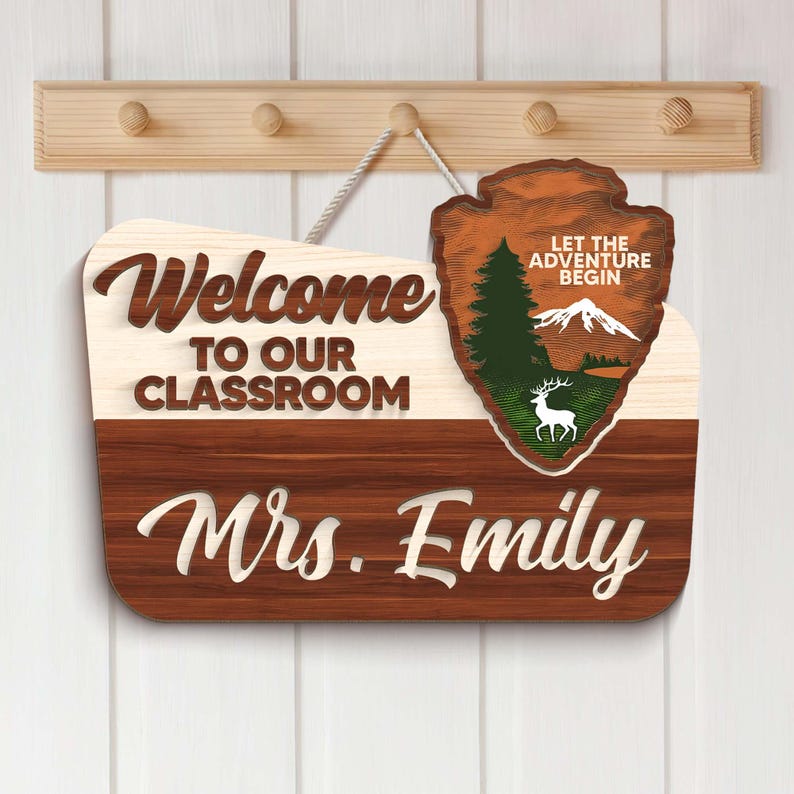 Personalized Teacher 3D Door Hanger, National Park Teacher Sign, Classroom Adventure Decor, Teacher Door Sign, Teacher Appreciation Gifts