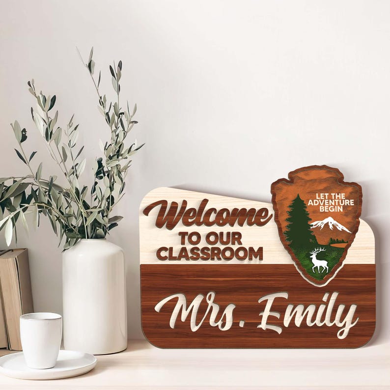 Personalized Teacher 3D Door Hanger, National Park Teacher Sign, Classroom Adventure Decor, Teacher Door Sign, Teacher Appreciation Gifts