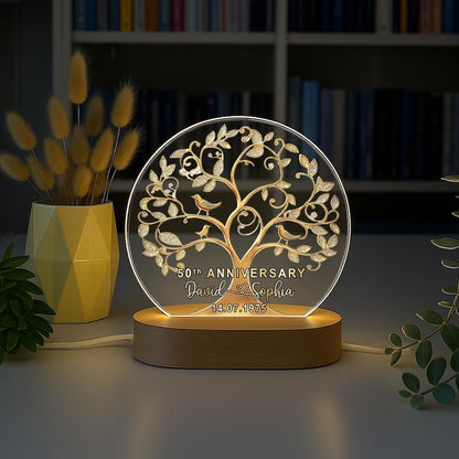Personalized 50th Wedding Anniversary Night Light, 50th Wedding Anniversary Keepsake, 50th Golden Wedding Anniversary Gift, Husband Gift