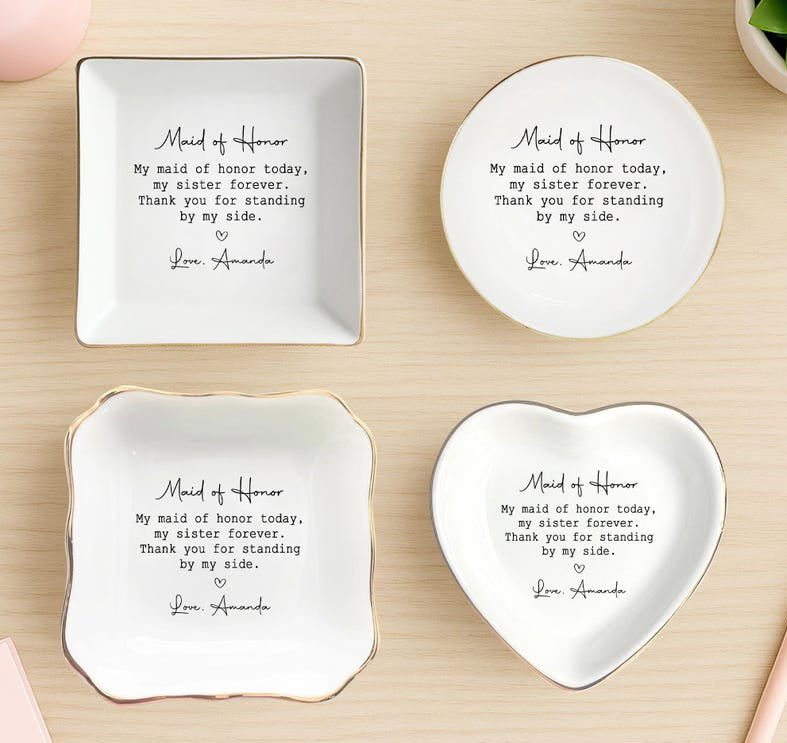 Personalized Maid of Honor Gift for Sister, Maid of Honor Ring Dish from Bride, Sister Wedding Gifts, MOH Jewelry Tray, Sister Jewelry Dish