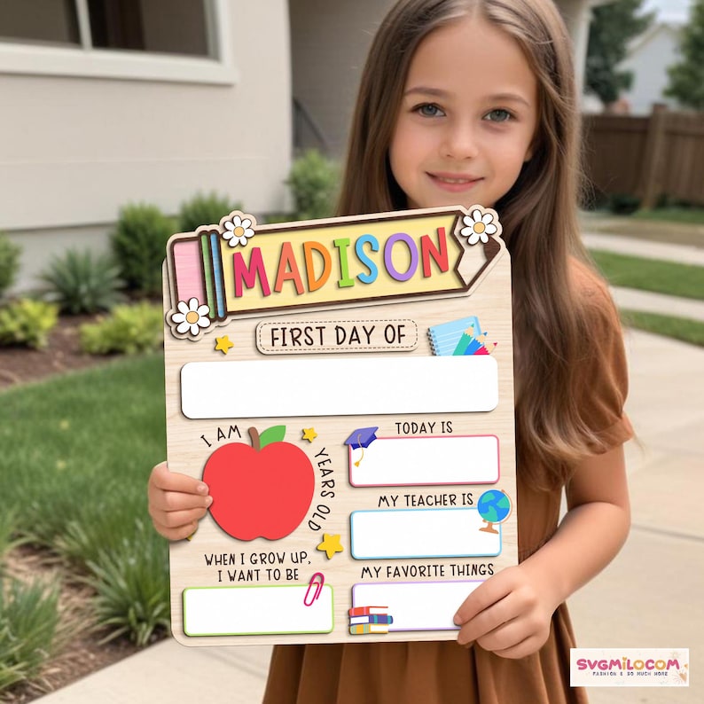 Personalized First Day Of School Sign, Back To School Wood Acrylic Sign, 1st Day of School Board, First and Last Day Of Kindergarten Wood Sign