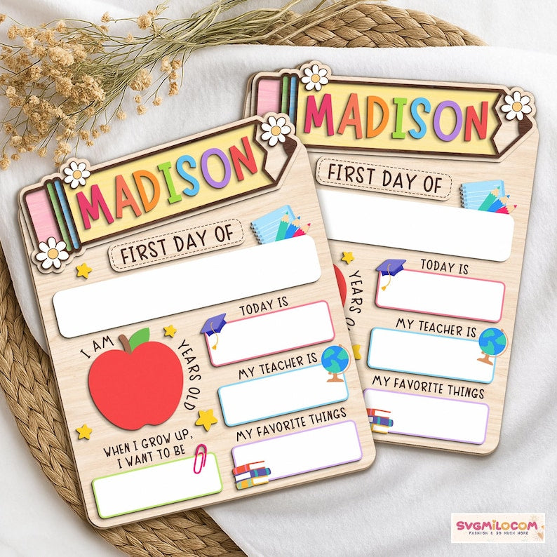 Personalized First Day Of School Sign, Back To School Wood Acrylic Sign, 1st Day of School Board, First and Last Day Of Kindergarten Wood Sign