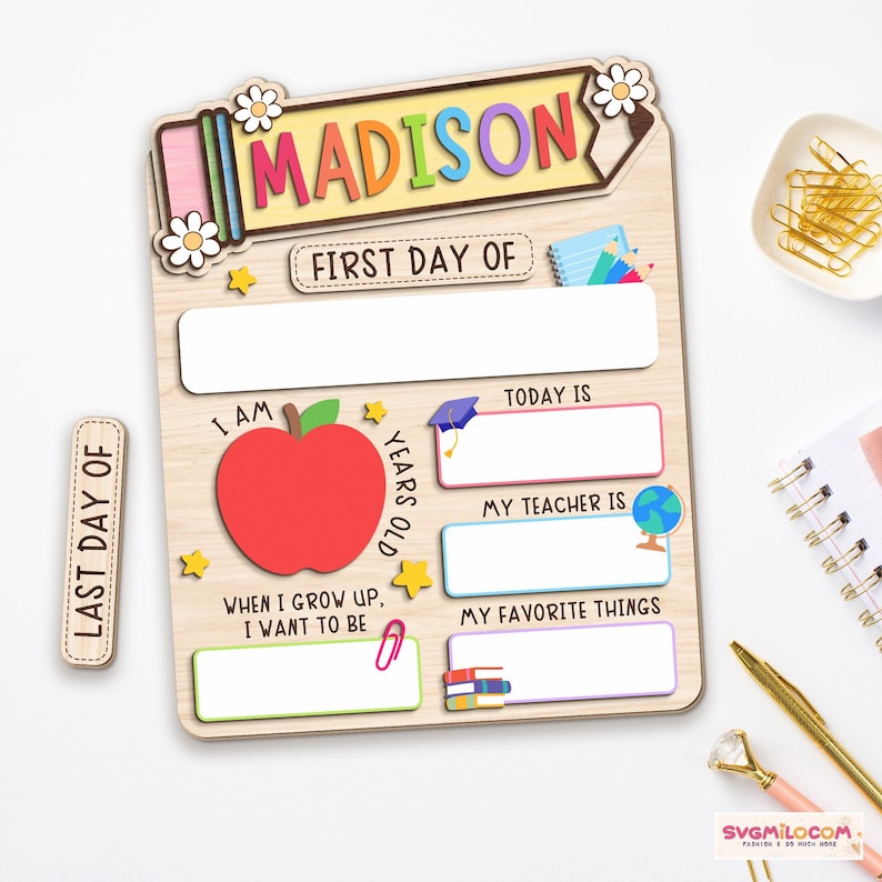 Personalized First Day Of School Sign, Back To School Wood Acrylic Sign, 1st Day of School Board, First and Last Day Of Kindergarten Wood Sign