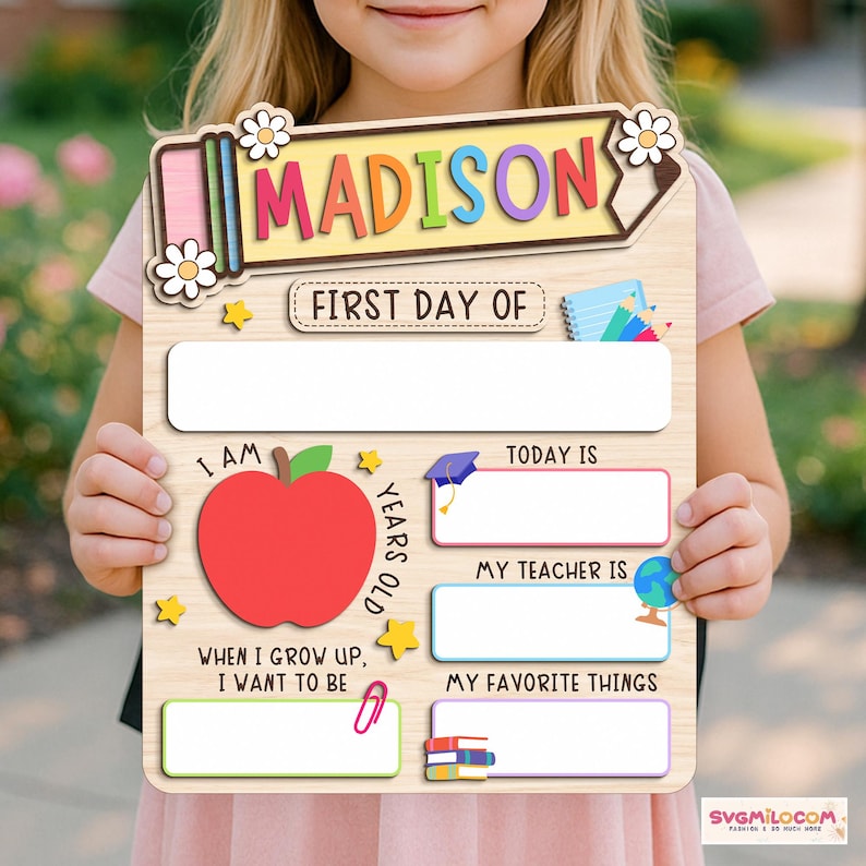 Personalized First Day Of School Sign, Back To School Wood Acrylic Sign, 1st Day of School Board, First and Last Day Of Kindergarten Wood Sign