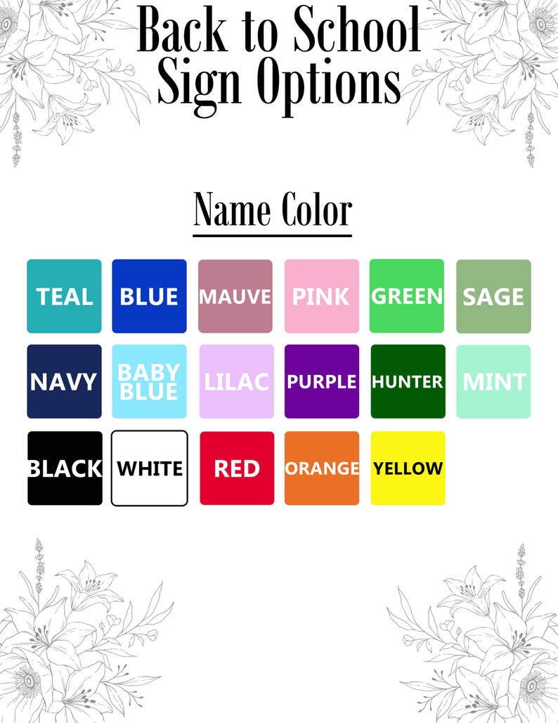 Personalized First Day of School Board, Daisy Name Sign, Photo Prop