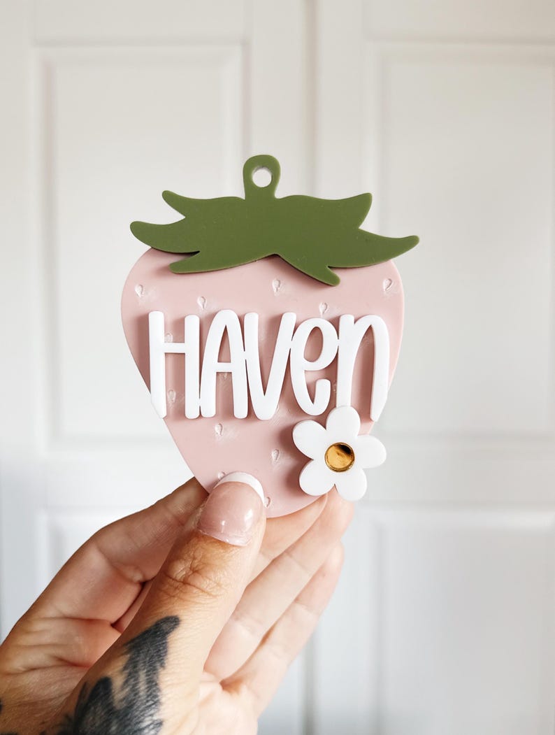 Strawberry Name Tag | Backpack Name Tag | Backpack Keychain | Diaper Bag Tag | Lunch Box Tag | Personalized Keychain | Kids Name Keychain
