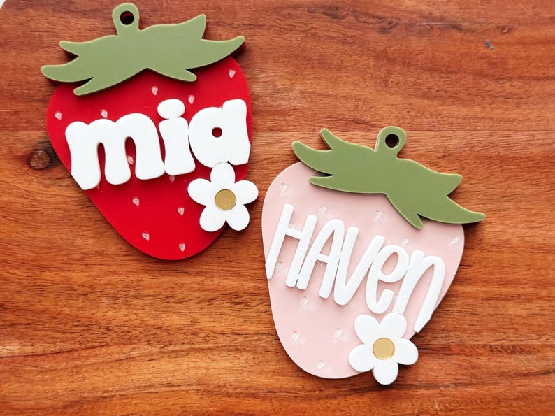 Strawberry Name Tag | Backpack Name Tag | Backpack Keychain | Diaper Bag Tag | Lunch Box Tag | Personalized Keychain | Kids Name Keychain