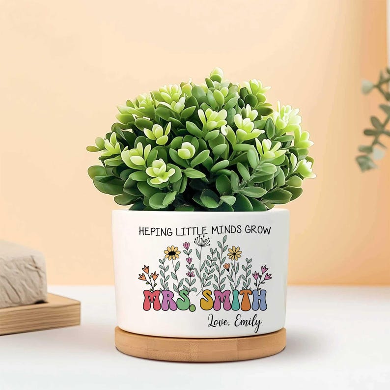 Personalized Plant Pot For Teacher, Back To School Gift, Teacher Plant Pot, Teacher Appreciation Gift, Teacher Keepsake, Plant Lover Gifts