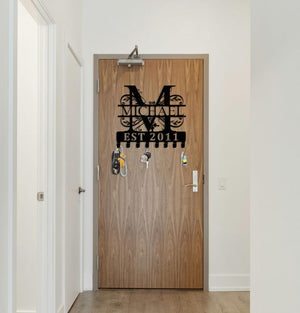 Personalized Home Key Holder for Wall Decor,Custom Family Name Sign,Last Name Sign,Metal Key Rack for Entryway Hallway,Key Hanger For Wall