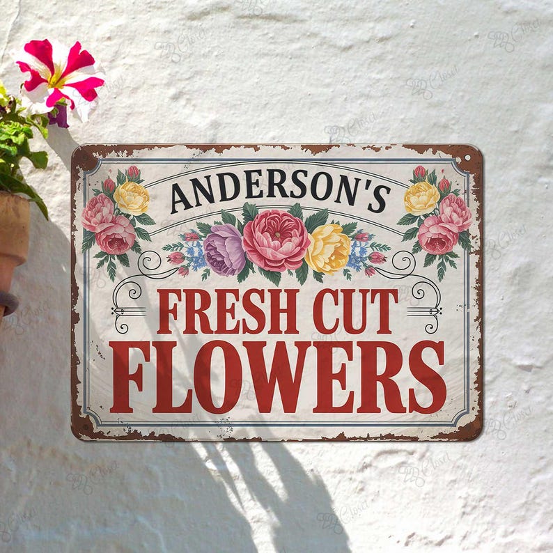 Personalized Vintage Flower Market Sign , Flower Farm Sign,Garden Flower Sign,Fresh Flower Stand Sign, Fresh Cut Flowers Sign