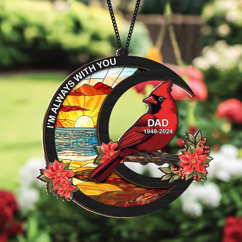 Personalized Mom Dad Memorial Suncatcher, Loss Of Dad Sympathy Gift, Memorial Suncatcher, Mother in Heaven, Memorial Gift, Dad Remembrance