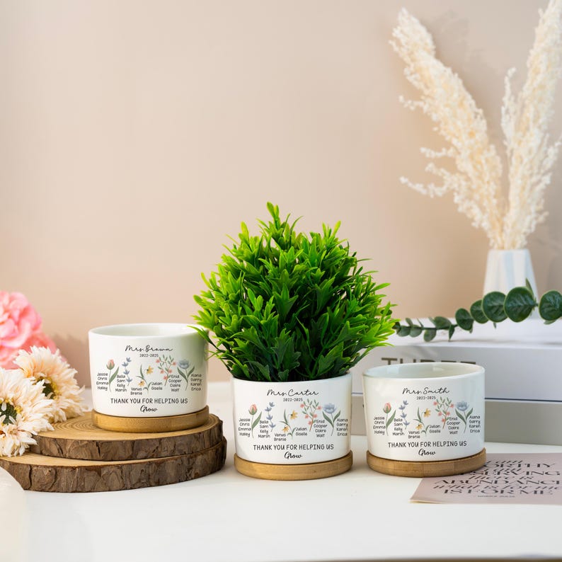 Custom Teacher Plant Pot, Teacher Appreciation Gift, Thank You for Helping Us Grow Plant Pot, End of Year Gift, Back to School Gifts