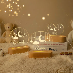 Custom Moon and Star Nightlight,Personalized Clouds Night Light with Name,Nursery Lamp,Baby Bedroom Night Light,Birthday Gifts for Baby