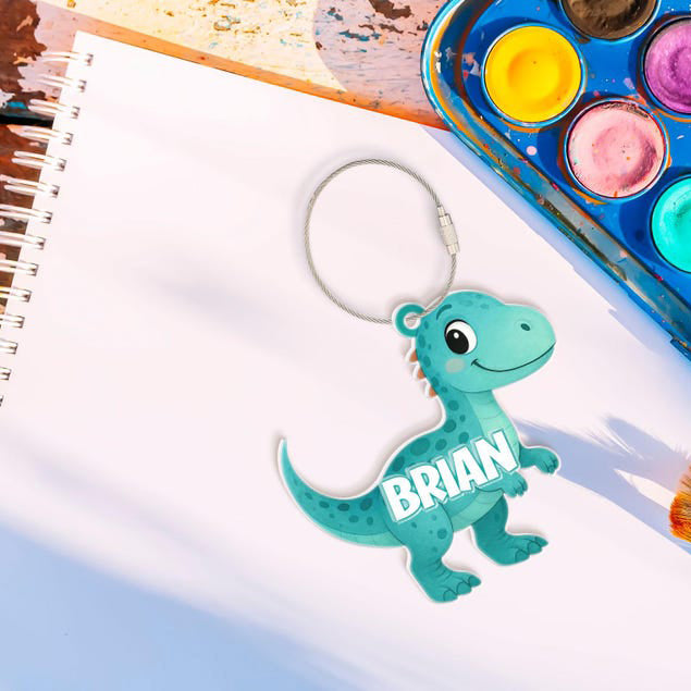 Personalized Dinosaur Kids Bag Tag, First Day Of School Keyring, Back to School Gift for Kid, Custom Backpack Kid Name, Lunchbox Name Tag