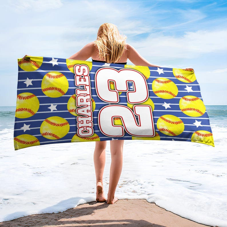 Custom Baseball Team Beach Towel, Baseball Player Gift, Sport Lover Gift, Personalized School Team Club, Baseball Coach Birthday Gift