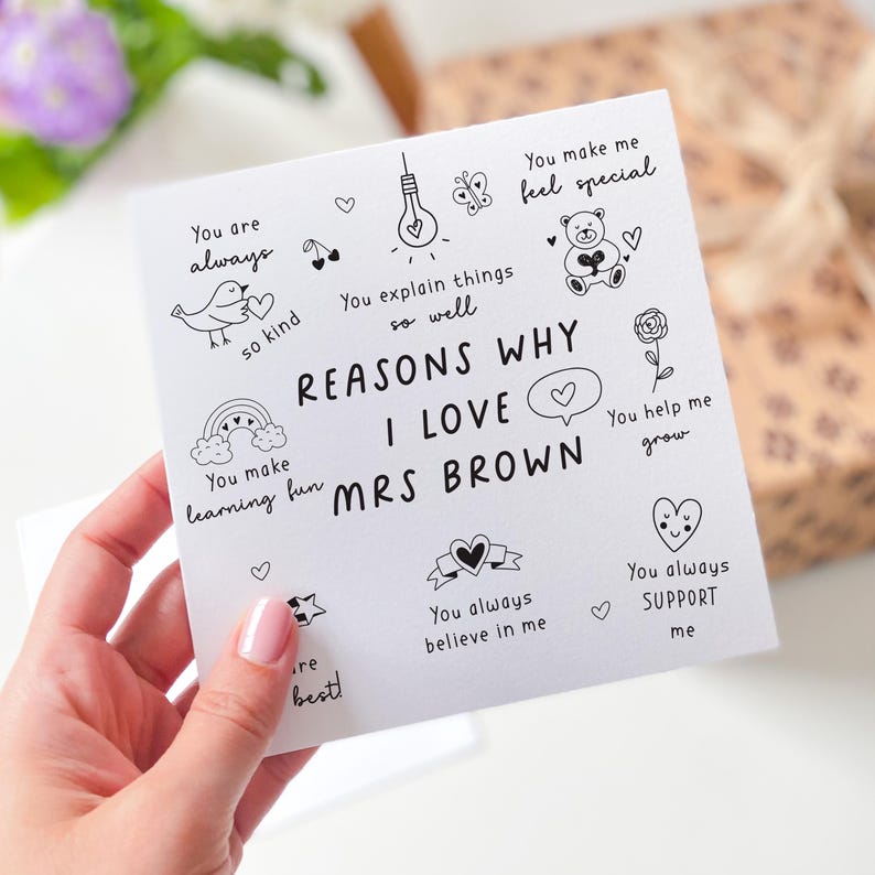 Card for Teacher Personalised Thank You Teacher Card Gift for Nursery Primary or Reception from Child End of Term or Teacher s Day Card