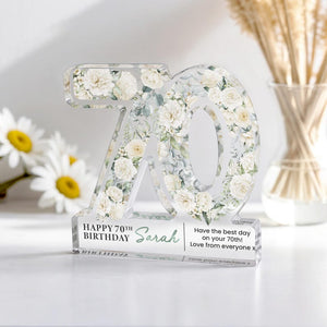 Personalised 70th Birthday Gift Plaque, Happy 70th Birthday Gift For Her, 70th Birthday Gifts, Floral 70th Gift, Gift for Mum