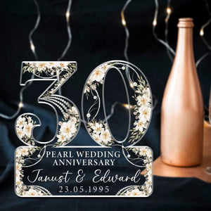 30th Wedding Anniversary Acrylic Plaque Gift for Husband, Personalized Couple's Name and Date Pearl Anniversary Gift, Gift for Couple