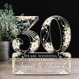 30th Wedding Anniversary Acrylic Plaque Gift for Husband, Personalized Couple's Name and Date Pearl Anniversary Gift, Gift for Couple