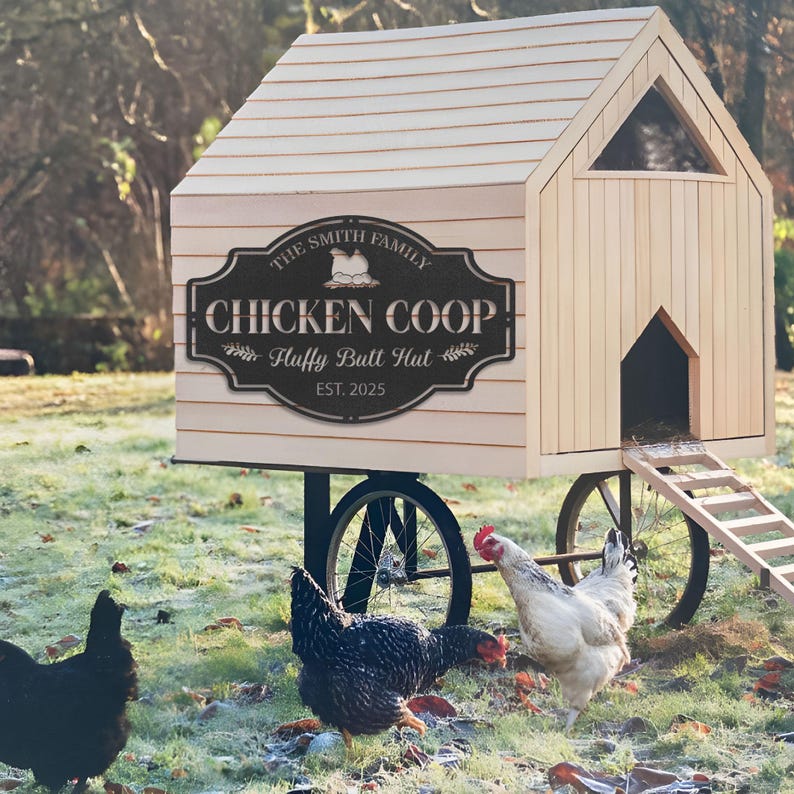 Personalized Hen House Metal Sign Outdoor Decor, Hen House Sign, Custom Metal Chicken Coop Sign, Farm Chicken house Decor, Chicken Coop Sign