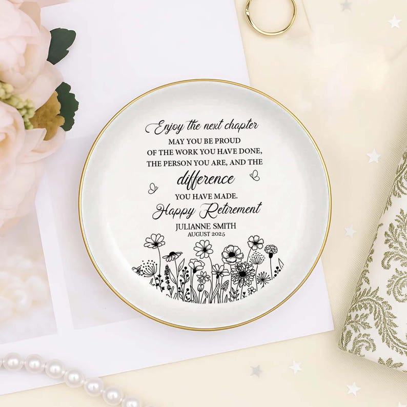 Custom Retirement Jewelry Dish, Personalized Retirement Gifts for Women, Happy Retirement Gift, Nurse Retirement-Teacher Retirement Gift