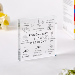 Gift for Teacher Personalised Teacher End of Term Gift Thank You Keepsake Plaque for Graduation Acrylic Plaque Teacher Appreciation