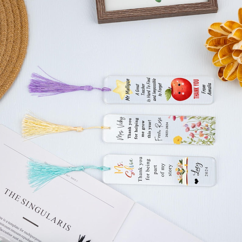 Personalized Teacher Bookmark, Thank You Gift, Teacher Appreciation Gift, Acrylic Bookmark for Teacher, Back To School Gift, Book Lover Gift