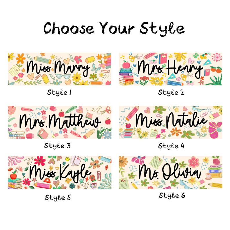 Acrylic Desk Sign for Teacher, Personalized Floral Name Block, Teacher Appreciation Gift, End of Year or Back to School Gift Idea