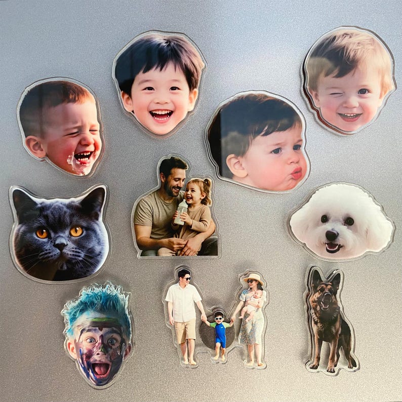 Custom Shaped Fridge Magnet, Photo Refrigerator Magnet, Cut Pet Magnet, Family Vacation Photo Magnet, Face Picture Magnet, Photo Print Gift