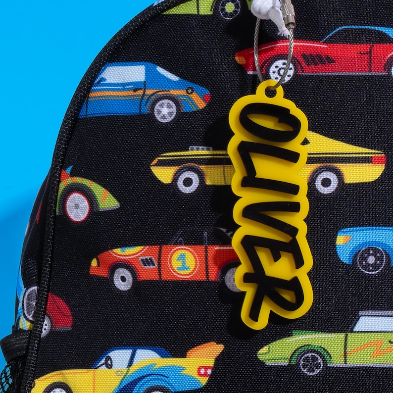 Name Tag for Backpack, Acrylic Keychain, Personalized Gift for Kids Boys, Name Keychain, Custom Bag Tag, Back to School, Name Tag for Kids