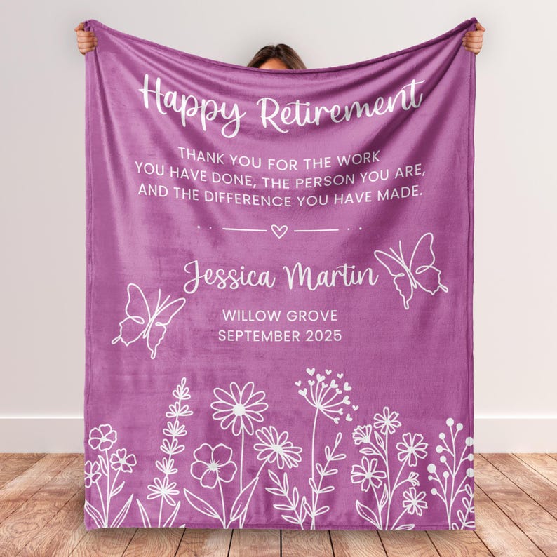 Personalized Retirement Blanket Gift for Her, Custom Retirement Gift for Boss or Coworker, Teacher Retirement, Nurse Retirement