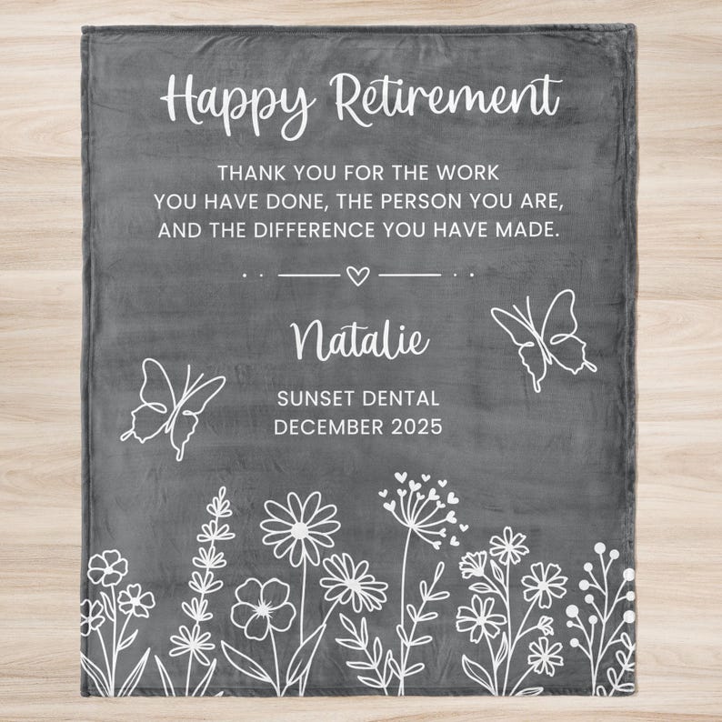 Personalized Retirement Blanket Gift for Her, Custom Retirement Gift for Boss or Coworker, Teacher Retirement, Nurse Retirement