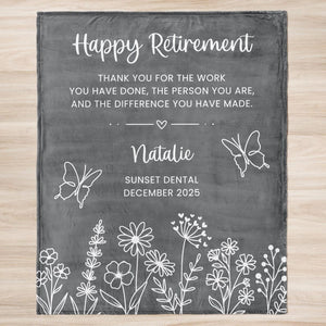 Personalized Retirement Blanket Gift for Her, Custom Retirement Gift for Boss or Coworker, Teacher Retirement, Nurse Retirement