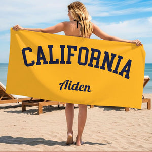 Personalized College Beach Towel, Custom Beach Towel, School Spirit Custom Name Towel, College Gift, College Graduation, Graduation Gift