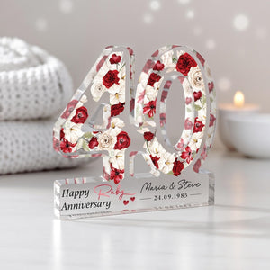 Personalised 40th Anniversary Gift, Ruby Anniversary Plaque, Anniversary Gifts, 40th Anniversary Gift for Parents Husband Wife